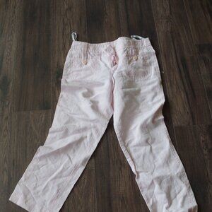Light Pink Ladies Capris Linen Blend